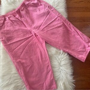 Vintage AKS Pink Tencel Cropped Pants Pull On Pink with Pockets Size 1X Plus